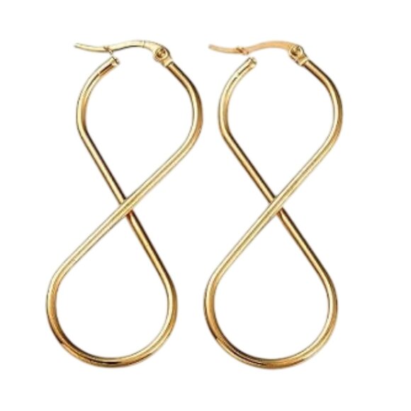 2 1/4 Inch 55mm Hoop Gold Tone Pierced Post Earrings - Picture 5 of 5